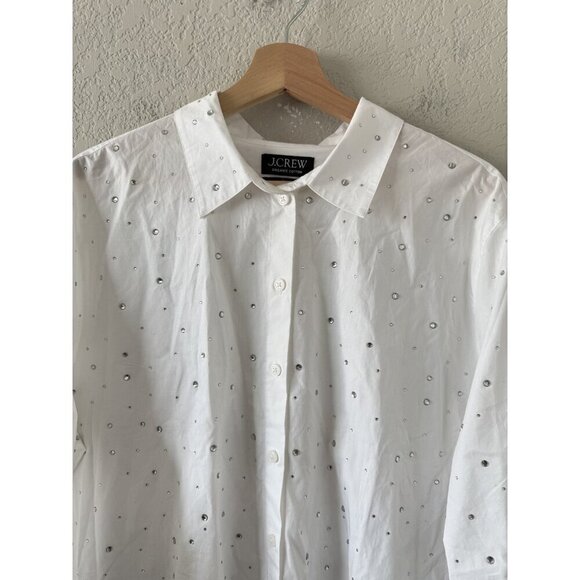 J. crew Cropped Garcon Button Up With Crystals Organic Cotton Glam Careerwear 16 - Picture 9 of 10